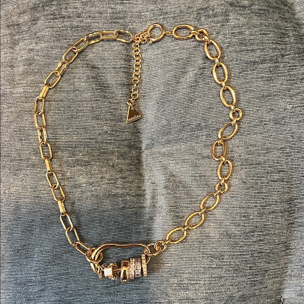 Anthropologie paperclip gold necklace